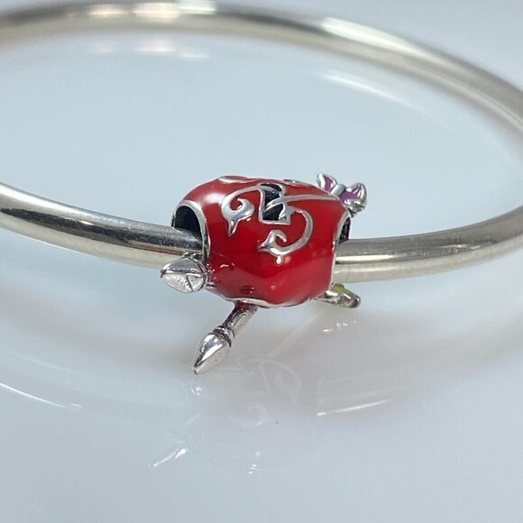 Sterling Silver Red Heart Cupid & Arrow Charm - Picture 9 of 13
